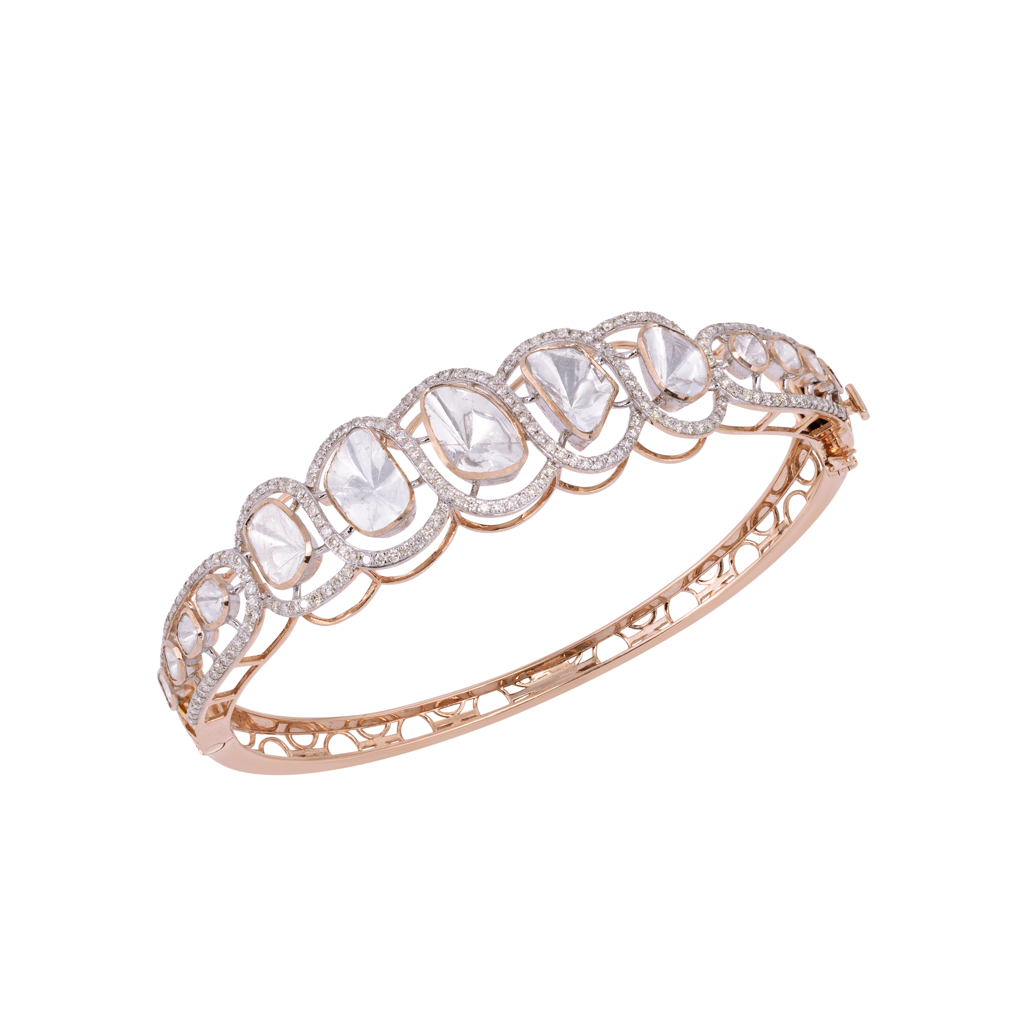 Rose Gold Polki Bracelet with full cut diamonds